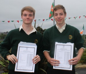 Conor High and Robert Senzel of Davitt College, Castlebar are ecstatic after receiving their Junior Certificate results 2016.