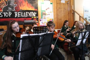 Members of the Davitt College Orchestra performing during the 1916 Celebrations