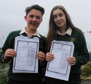 Luke Horkan and Claire McHale of Davitt College, Castlebar are joyous after receiving their Junior Certificate results 2016. 